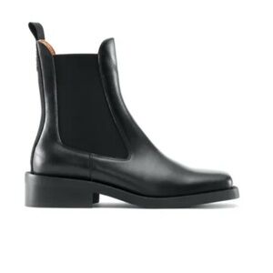 GANNI  Leather Chelsea Boots combat | Black Sz 39